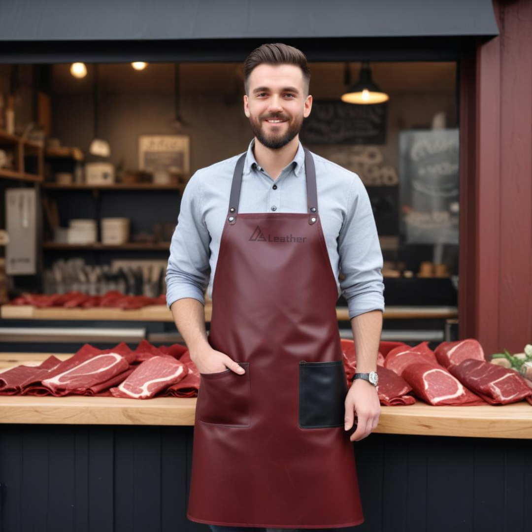 Butcher leather apron adjustable straps