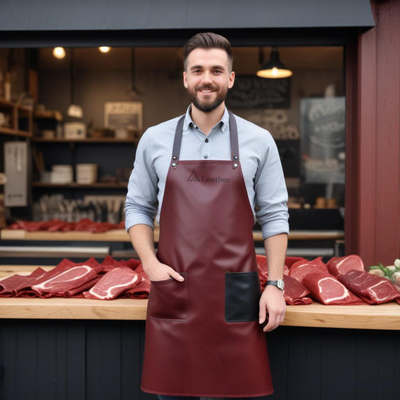 Butcher leather apron adjustable straps