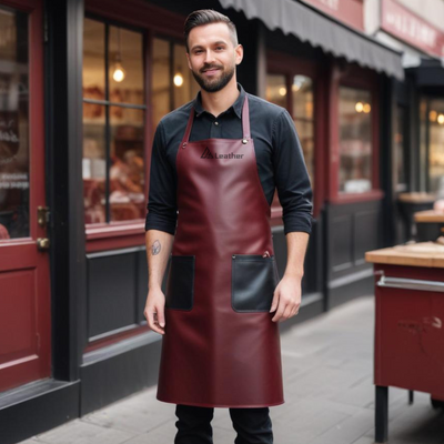 Top Grain red Leather Butcher Apron