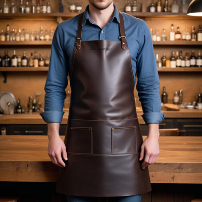 Stylish Bartender's Apron in Premium Leather black 