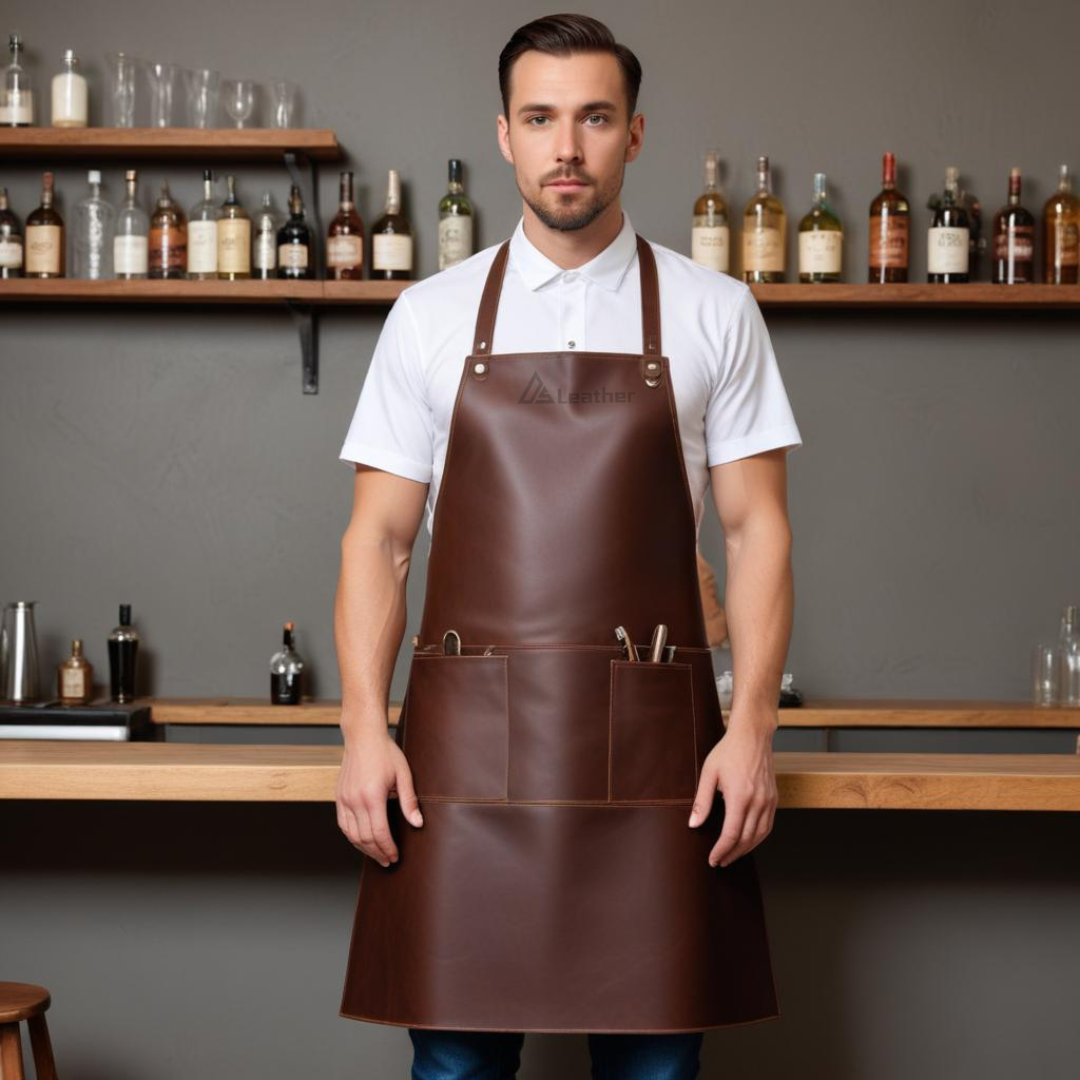 Classic brown Leather Apron for Bartenders