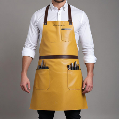 Barber Shop Apron yellow Leather 