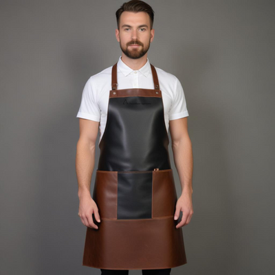 Black and brown leather apron for bar shop