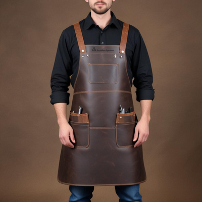 Full Grain Leather Blacksmith Apron dark brown 