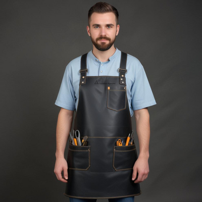 Black leather apron for blacksmith 