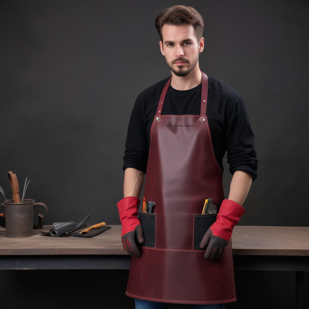 Top Quality Red Leather Blacksmith Apron 