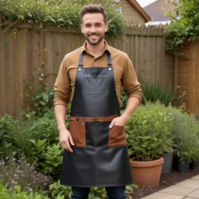 Classic leather apron for garden work 