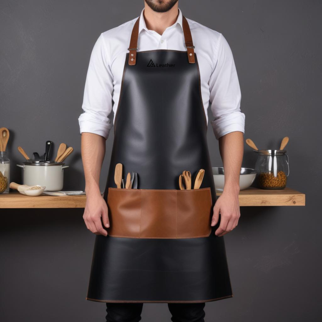 Men's Chef Leather Apron With Adjustable Straps