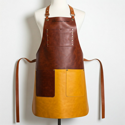 Womens Leather Work Apron with cross back straps