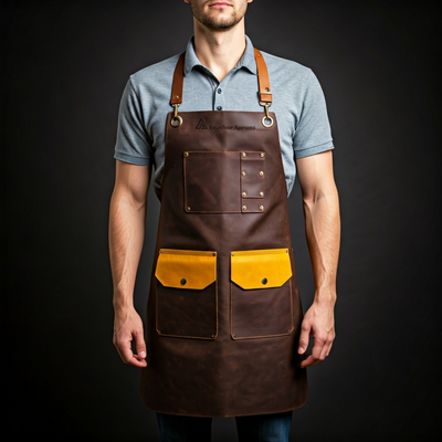 Brown thick Leather Work Apron for Men 