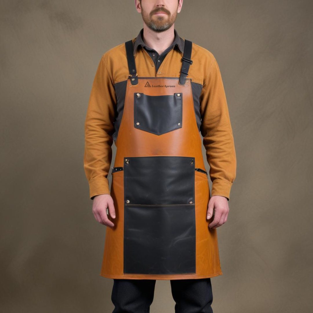 Orange Leather Craftsman Apron