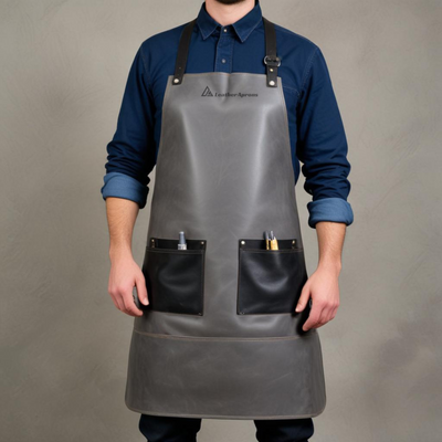 Mens Gardening Grey leather apron 