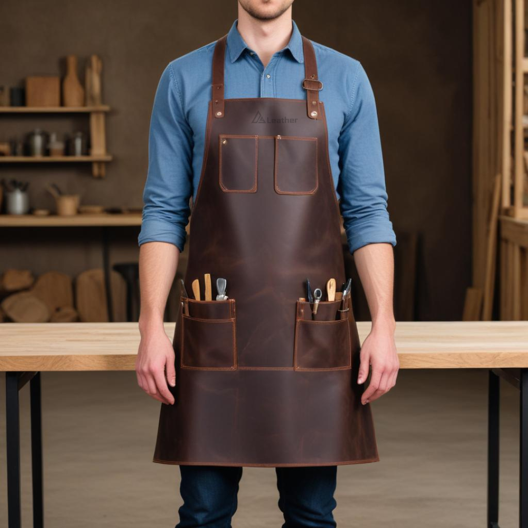 Leather Woodworking Apron With Straps