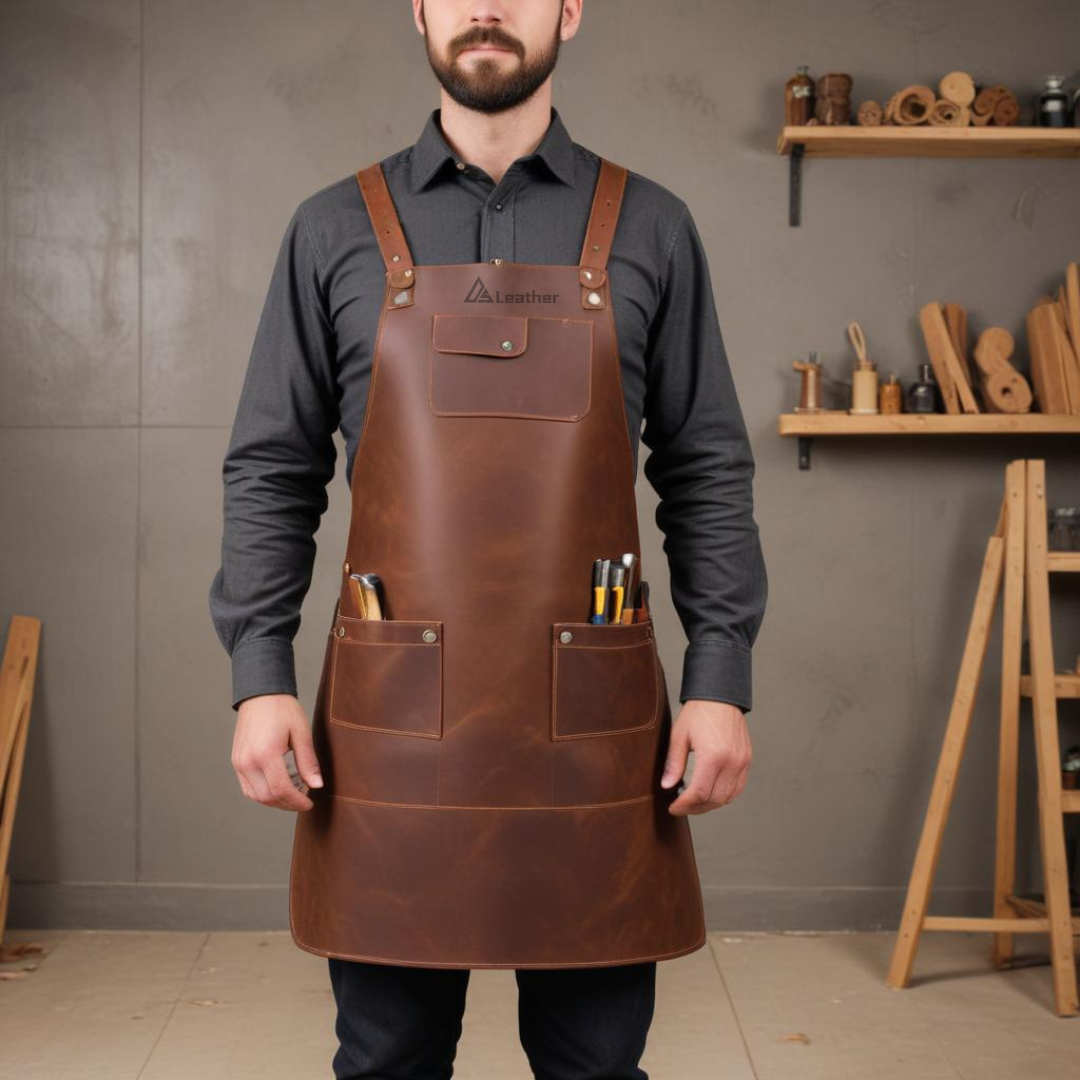 Professional craftsman leather woodworking apron 