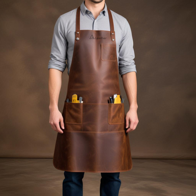 Premium leather woodworking apron mens 