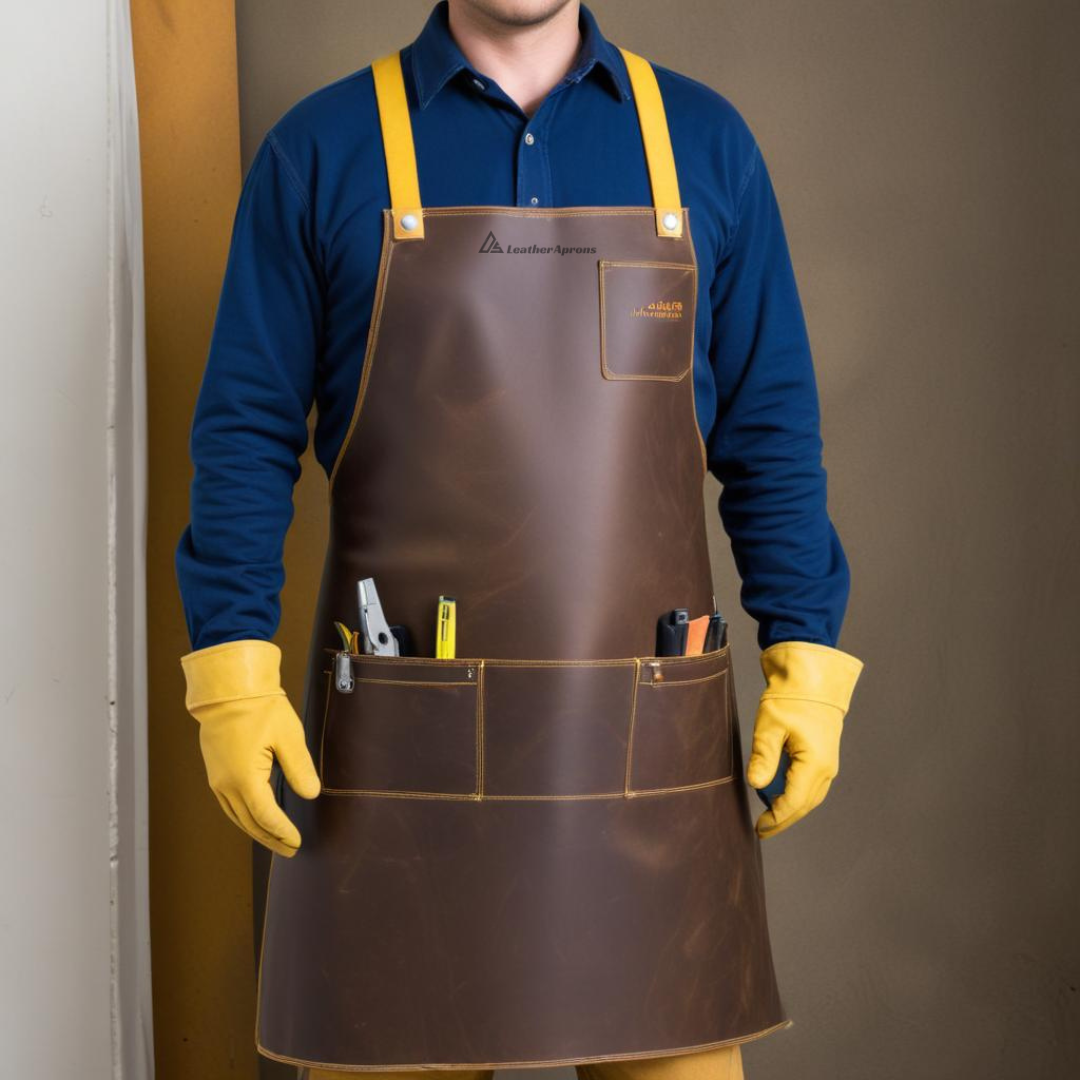 Brown welding leather apron 