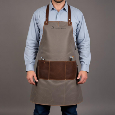 Grey Leather welding apron 