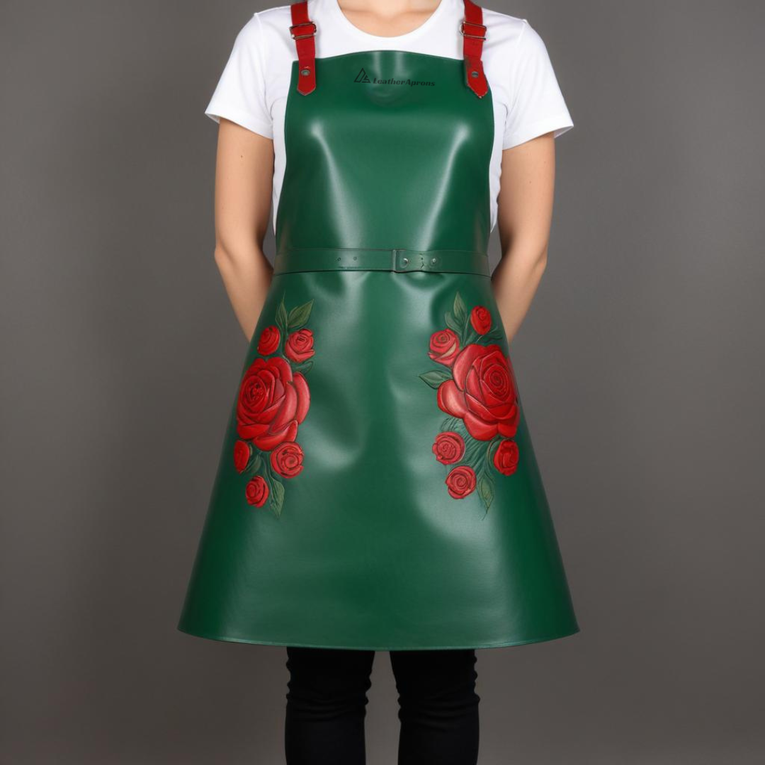 Green Gardening Leather Apron For Womens 